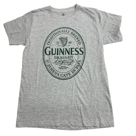 GUINNESS GRAPHIC TEE BEER LOGO CASUAL DUBLIN IRELAND MENS S LIGHT GRAY GREEN NEW - Picture 1 of 6